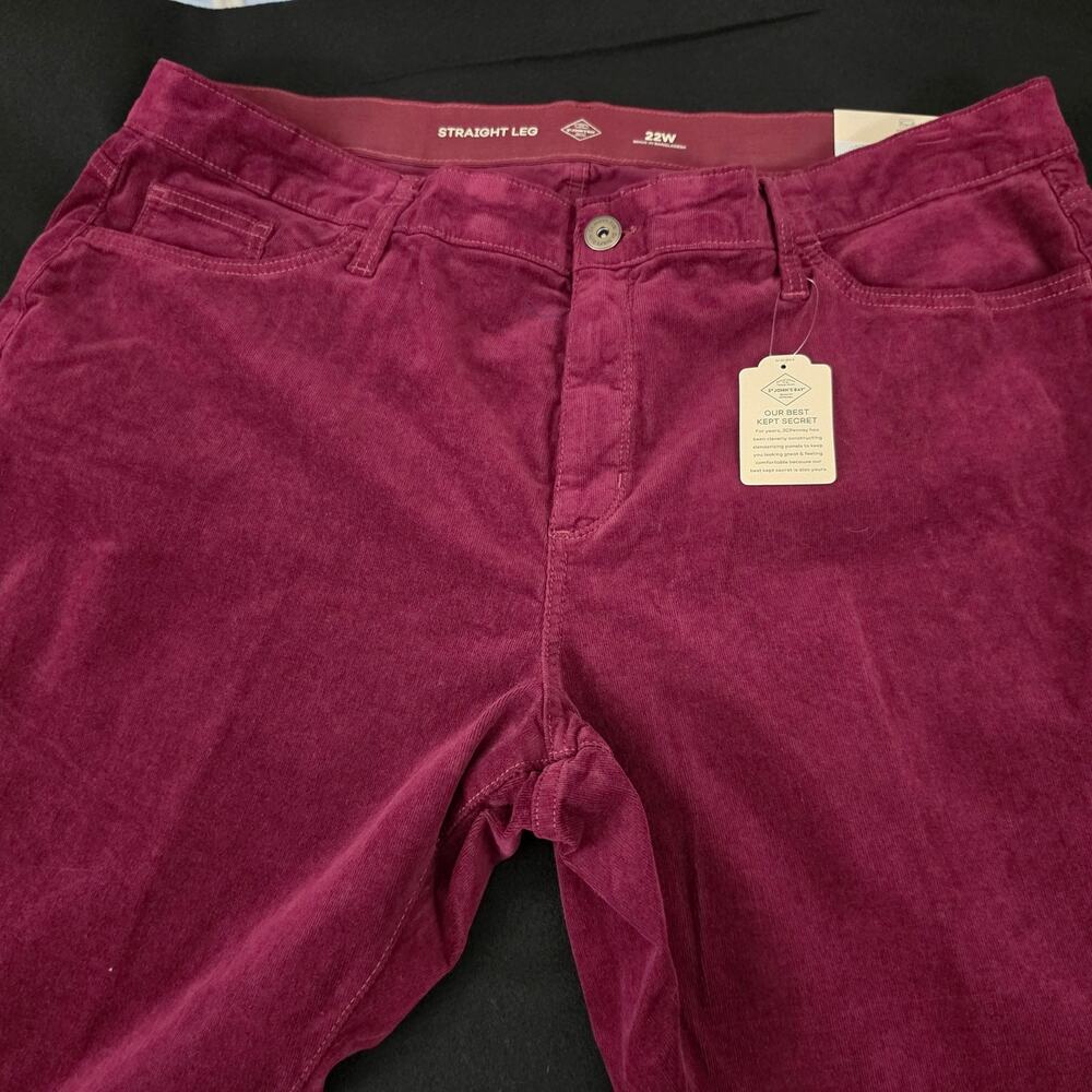 Womens NWT size 22 St Johns Bay Deep ruby corduroy pants